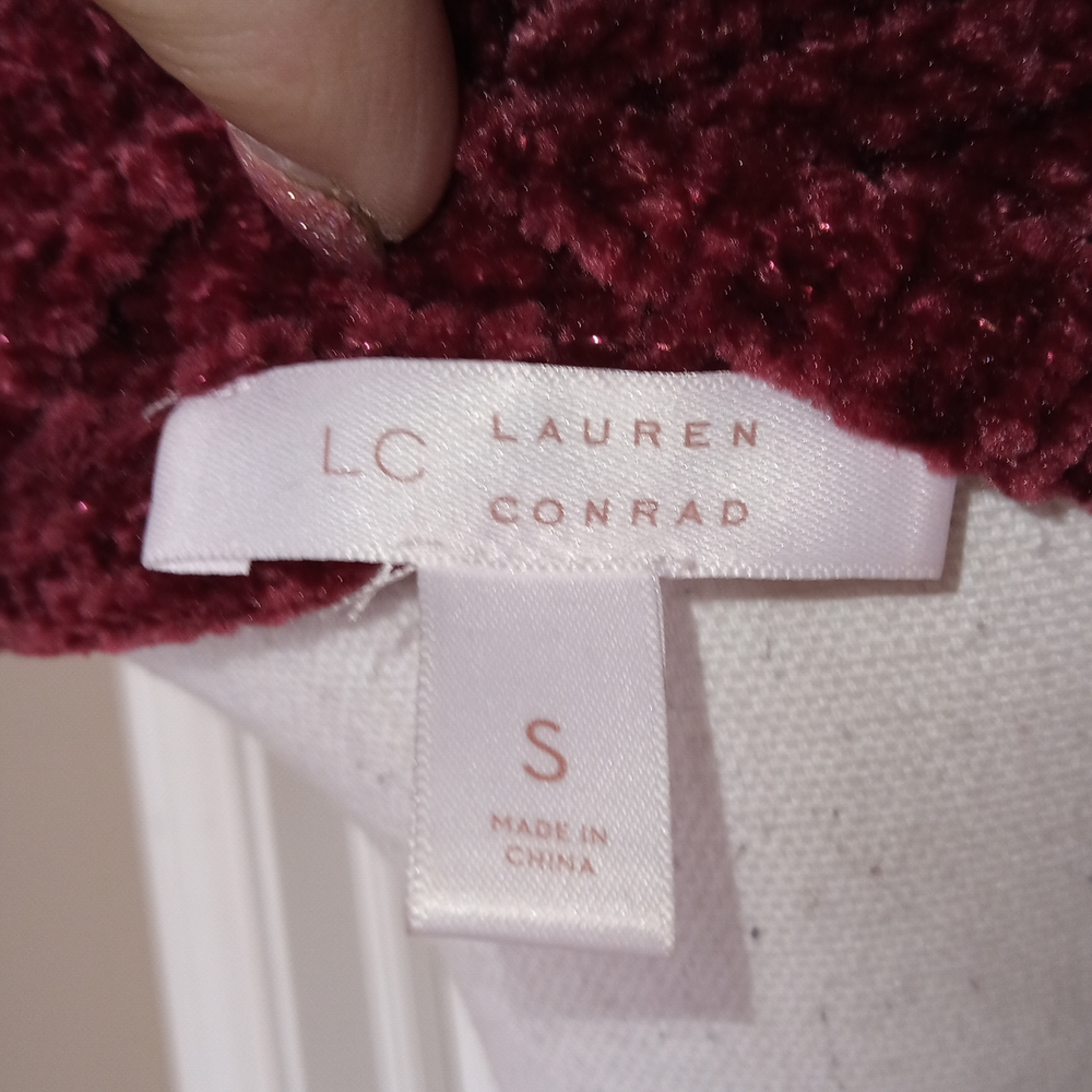 LC Lauren Conrad Rust Chenille Bell Sleeve Sweater Cardigan Sz Small - Picture 6 of 6